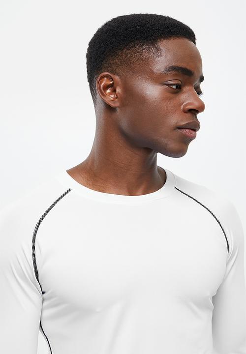 basicthread - Active contrast stitching top - white