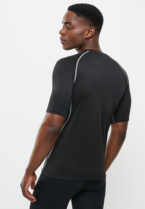basicthread - Slim fit piping sport tee - black