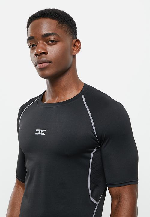 basicthread - Slim fit piping sport tee - black