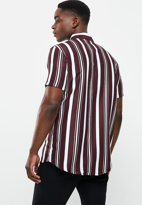 basicthread - Regular fit l.v stripe shirt - brown & white 