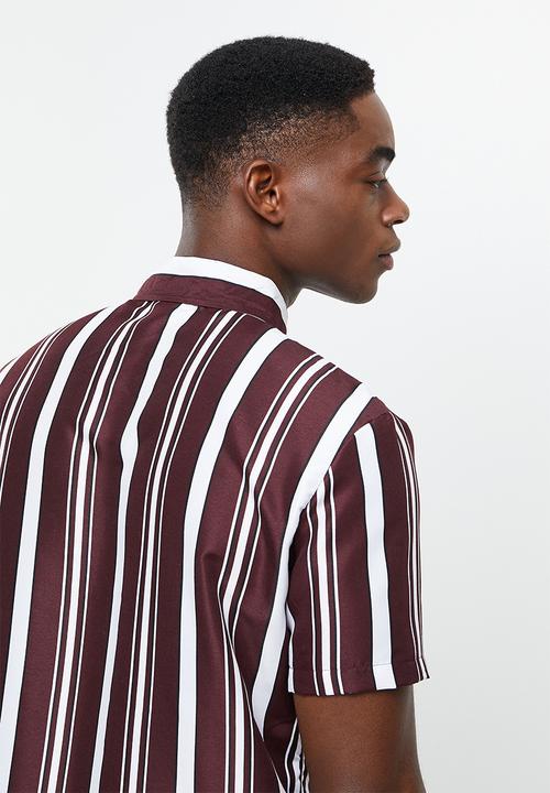 basicthread - Regular fit l.v stripe shirt - brown & white 