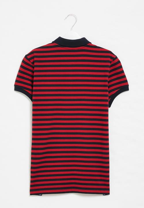 POLO - Boys warren striped golfer - red