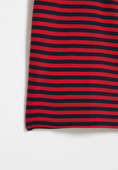 POLO - Boys warren striped golfer - red