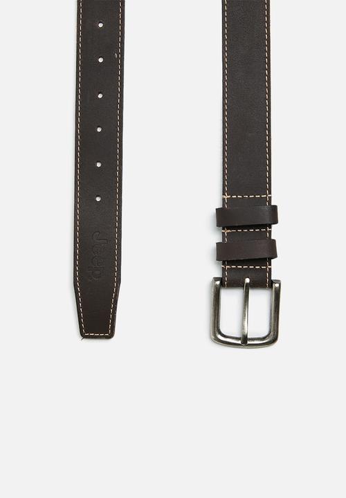 JEEP - Leather stitch belt - brown