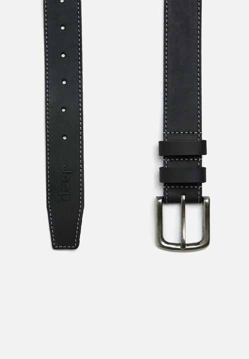 JEEP - Leather stitch belt - black