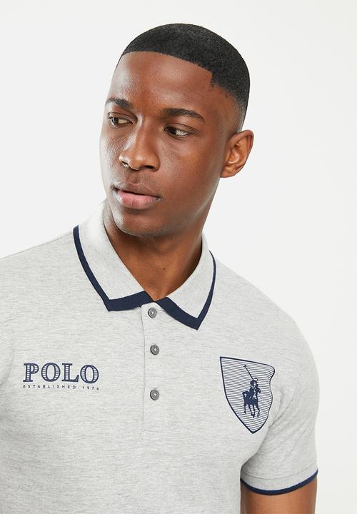 POLO - Mens archie custom fit short sleeve crest golfer - grey