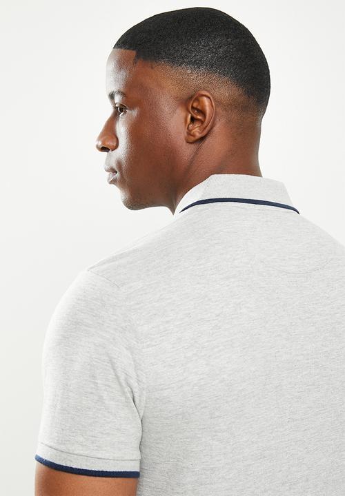 POLO - Mens archie custom fit short sleeve crest golfer - grey