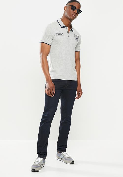 POLO - Mens archie custom fit short sleeve crest golfer - grey