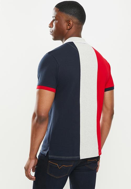 POLO - Mens chris short sleeve colour block fashion golfer - red
