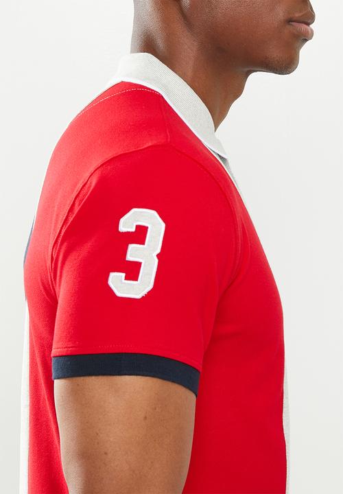 POLO - Mens chris short sleeve colour block fashion golfer - red