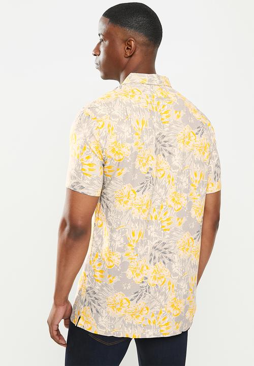 POLO - Mns pjc grant floral print short sleeve shirt - grey