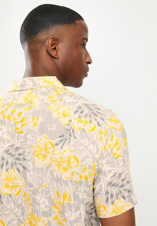 POLO - Mns pjc grant floral print short sleeve shirt - grey
