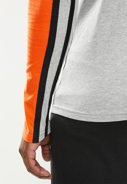 POLO - Sport niel cut&sew long sleeve T-shirt - grey & orange
