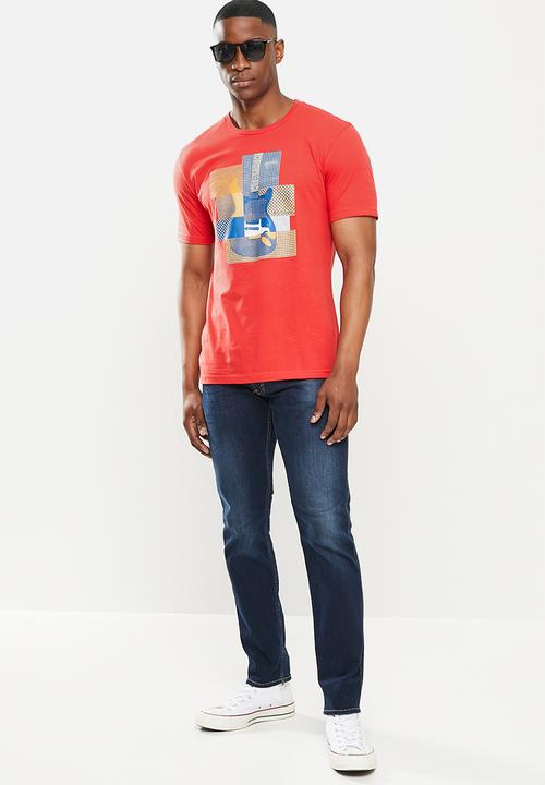Ben Sherman - Crop guitar tee - red