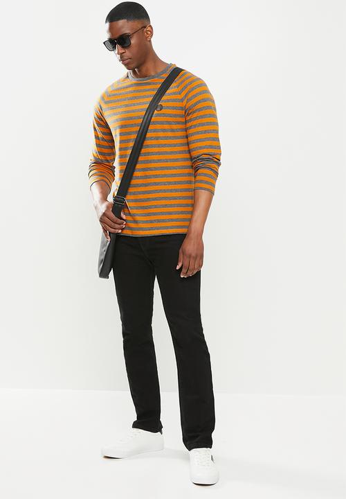 POLO - Mns pjc lunga stripe long sleeve tee - orange & grey
