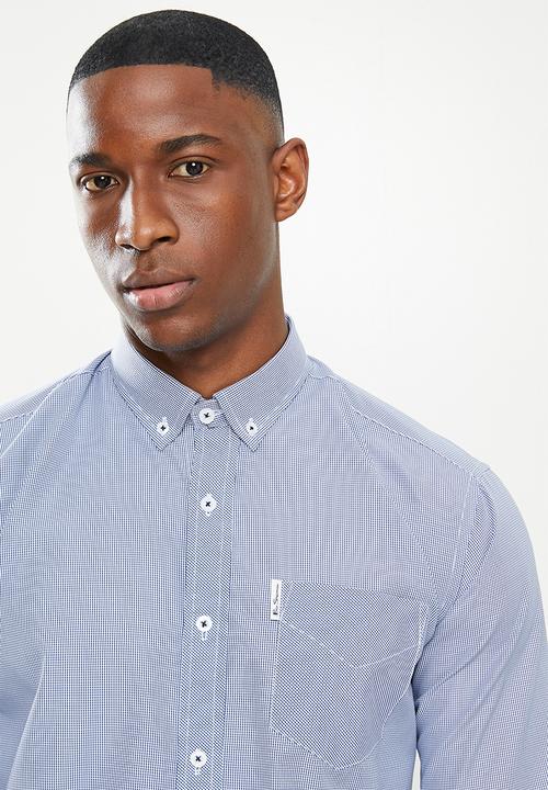 Ben Sherman - Small gingham long sleeve shirt - navy