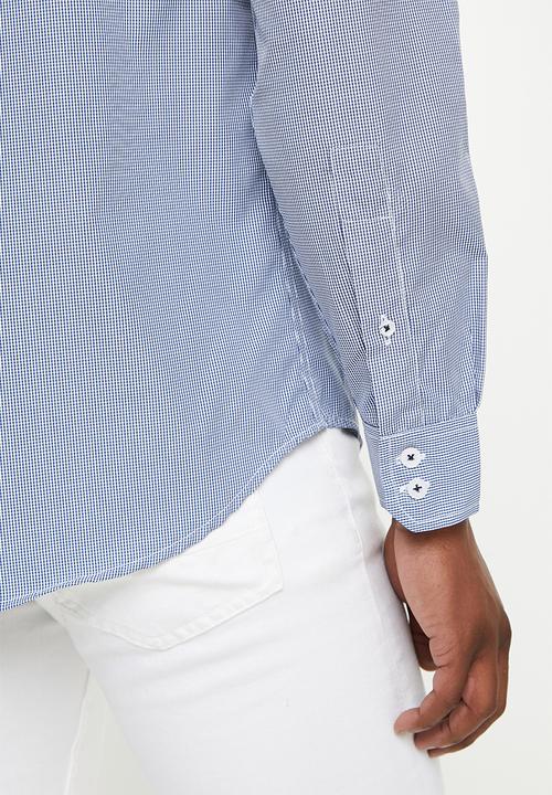Ben Sherman - Small gingham long sleeve shirt - navy