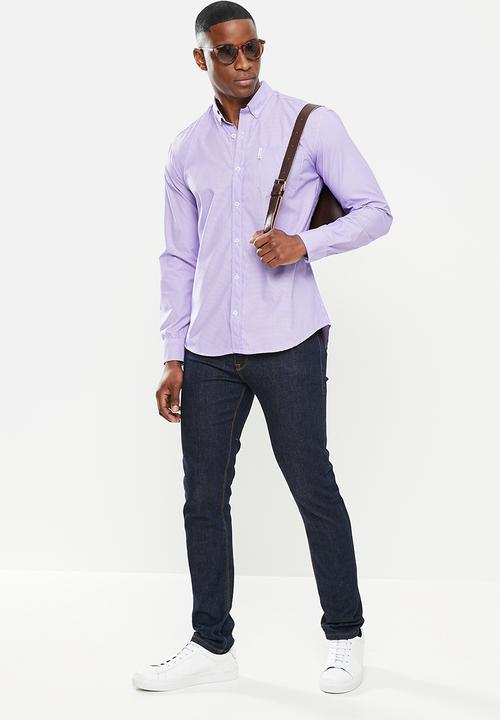 Ben Sherman - Small gingham long sleeve shirt - purple