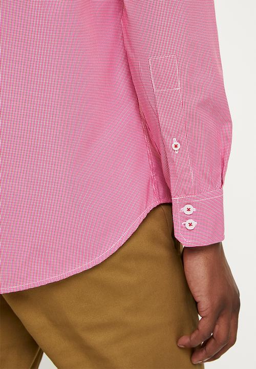 Ben Sherman - Small gingham long sleeve shirt - red