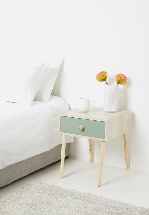 Sixth Floor - Mundo bedside table - natural & sage