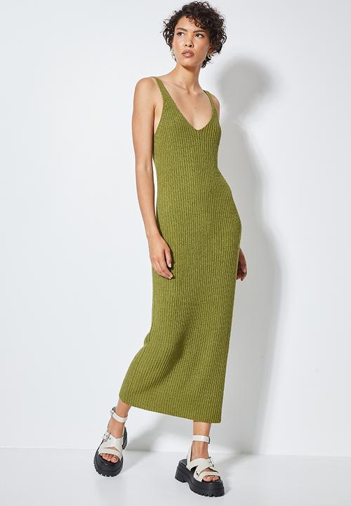 Superbalist - Lightweight knitwear tank dress - avocado