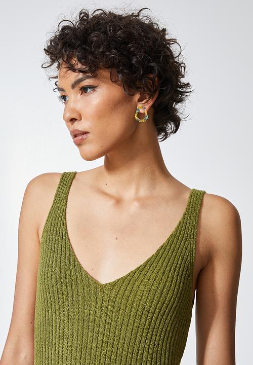 Superbalist - Lightweight knitwear tank dress - avocado