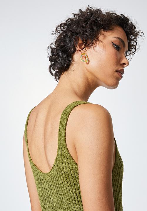 Superbalist - Lightweight knitwear tank dress - avocado