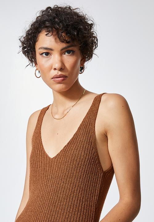 Superbalist - Lightweight knitwear tank dress - tortoise shell