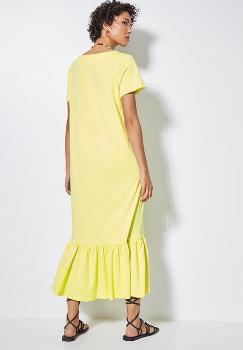 Superbalist - V-neck T-shirt dress with tier - lime