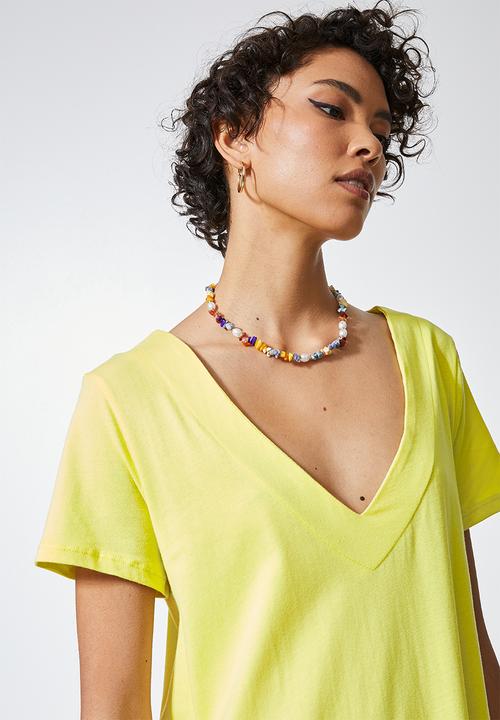 Superbalist - V-neck T-shirt dress with tier - lime