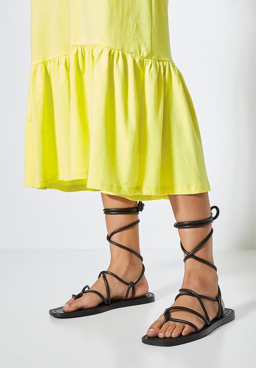 Superbalist - V-neck T-shirt dress with tier - lime