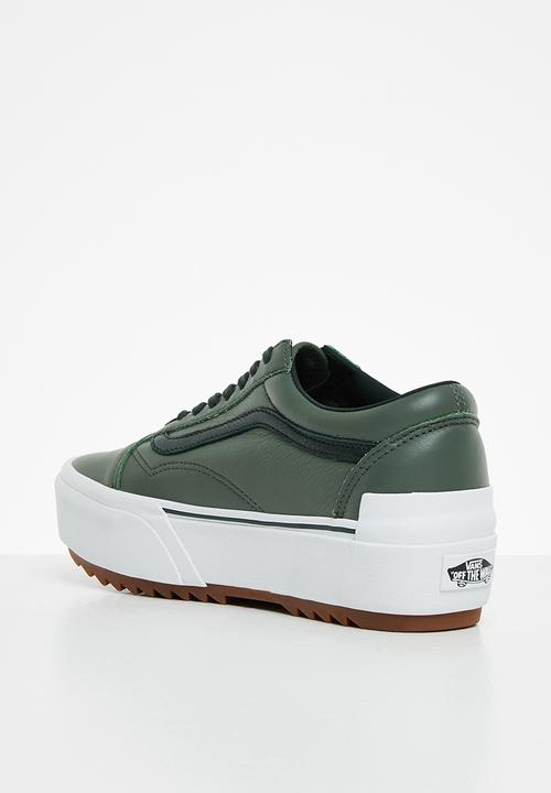 Vans - Old skool stacked - (tumbled leather) thyme/true white