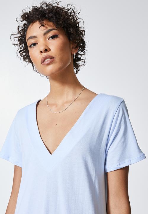 Superbalist - V-neck T-shirt dress with tier - sky blue