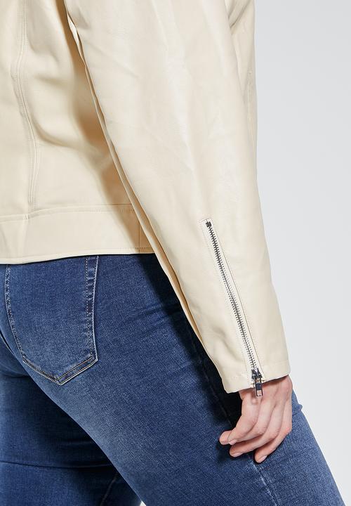 Superbalist - Pu biker jacket - ecru
