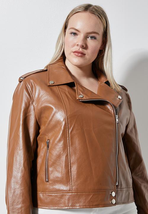 Superbalist - Pu biker jacket - tan
