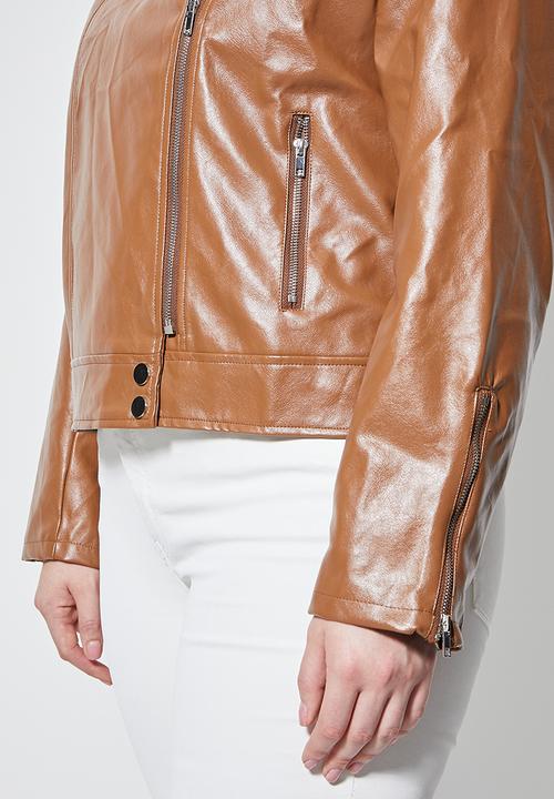 Superbalist - Pu biker jacket - tan