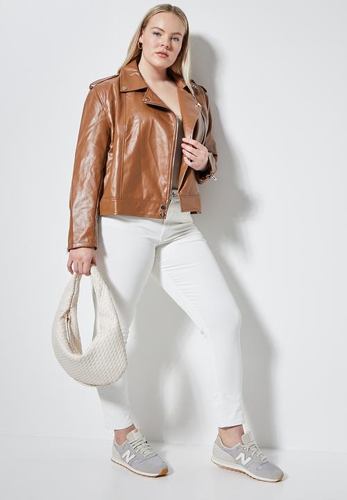 Superbalist - Pu biker jacket - tan