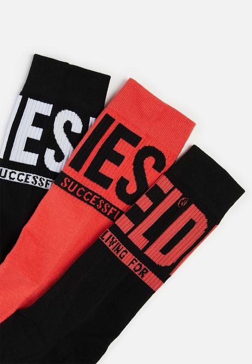 Diesel  - Skm-ray-threepack  socks - black & red