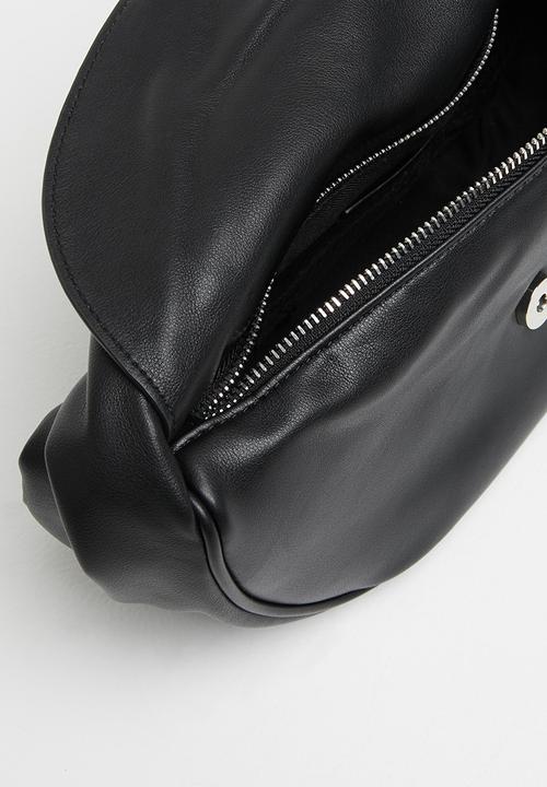 MANGO - Baguette bag with flap - black