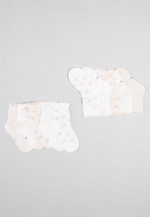 Pop Candy - Girls embroidered socks - pink & white