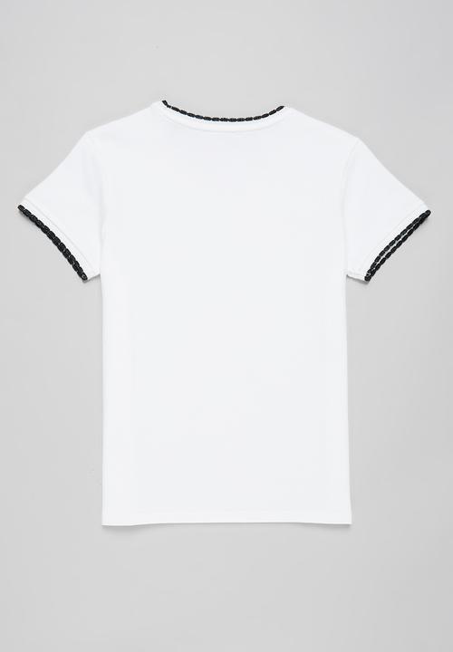POLO - Girls kerry scalloped tee - white