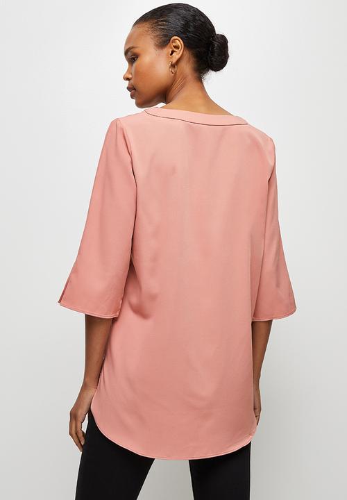 edit - V-neck longline tunic - dusty pink