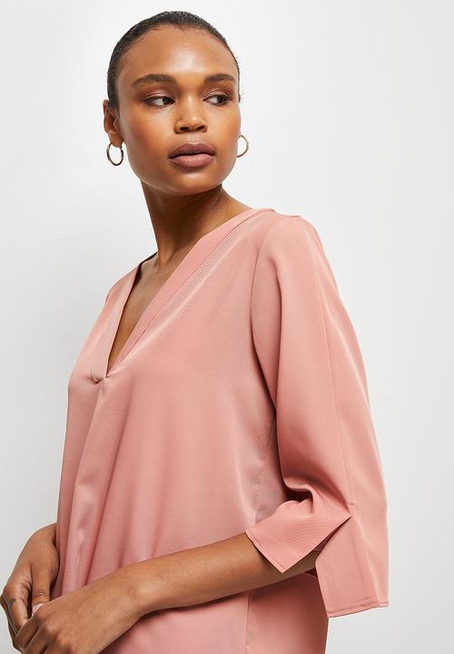 edit - V-neck longline tunic - dusty pink