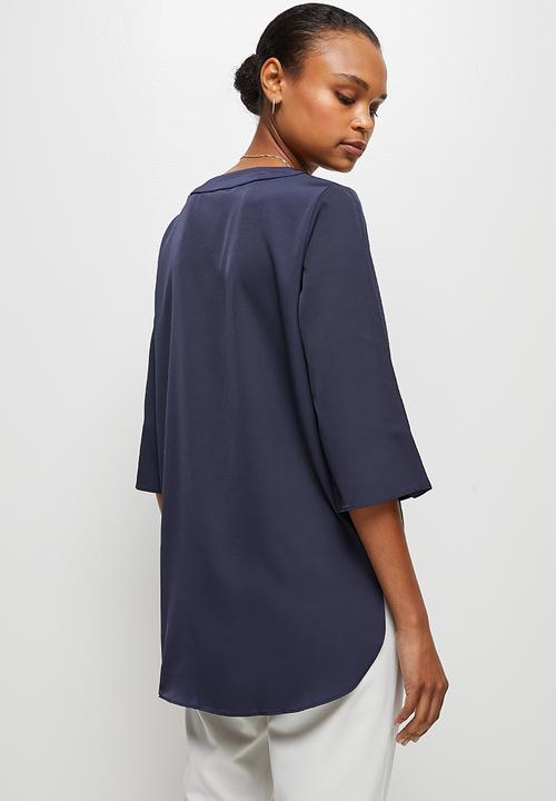edit - V-neck longline tunic - ink