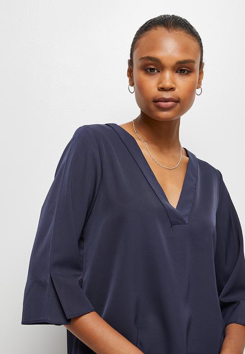 edit - V-neck longline tunic - ink
