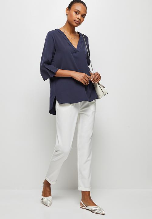 edit - V-neck longline tunic - ink