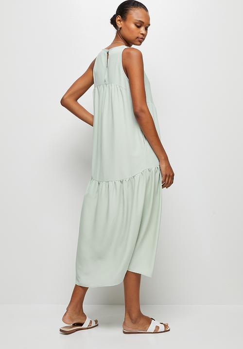 edit - Tier detail maxi dress - dusty sage