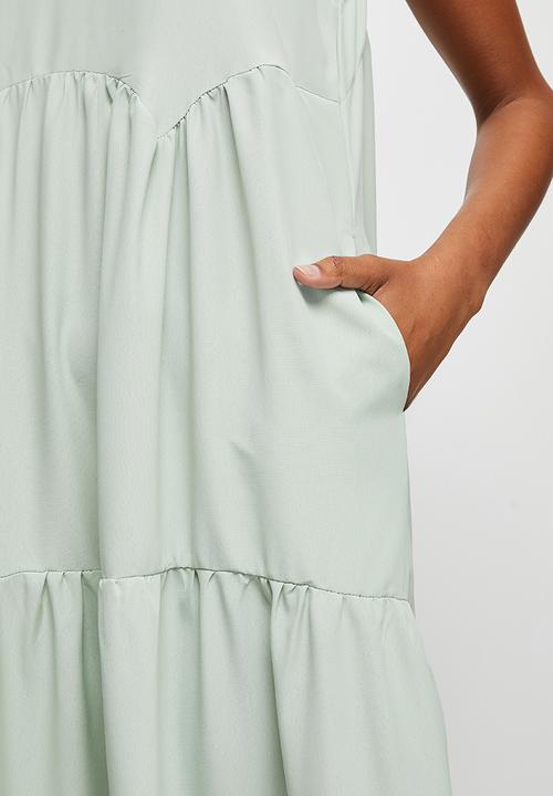 edit - Tier detail maxi dress - dusty sage