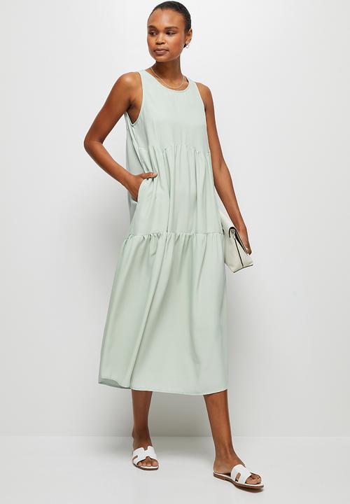 edit - Tier detail maxi dress - dusty sage