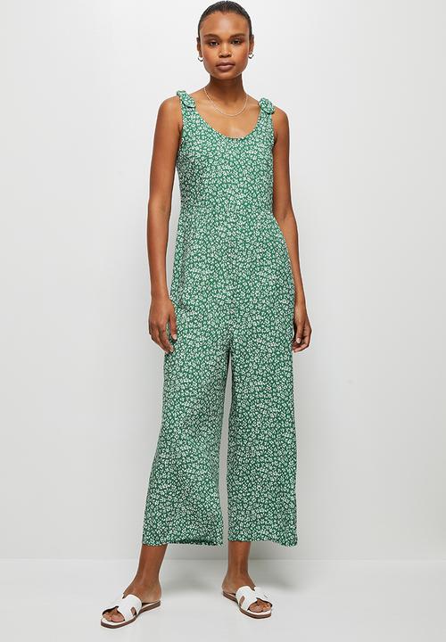 edit - Bow detail jumpsuit - green ditsy floral